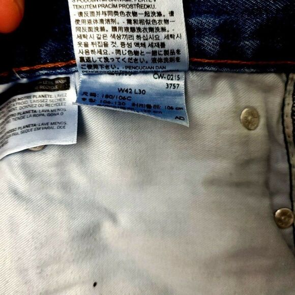 Levi's 505 Blue Jeans 42/25 High Rise Medium Wash Selvedge - Picture 4 of 6